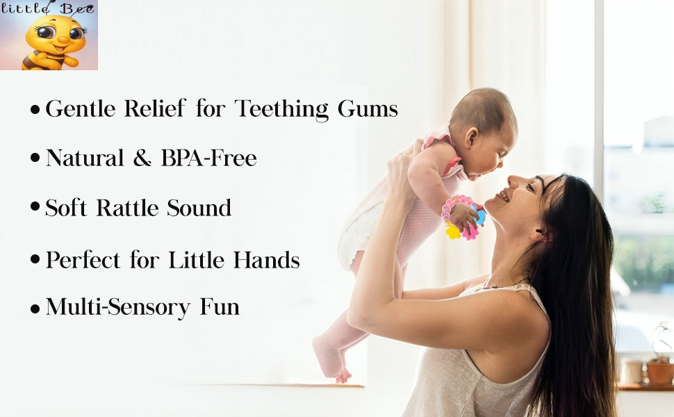 Baby Rattle Teething Toy – Soft, Natural & BPA-Free Silicone Teether for Infants