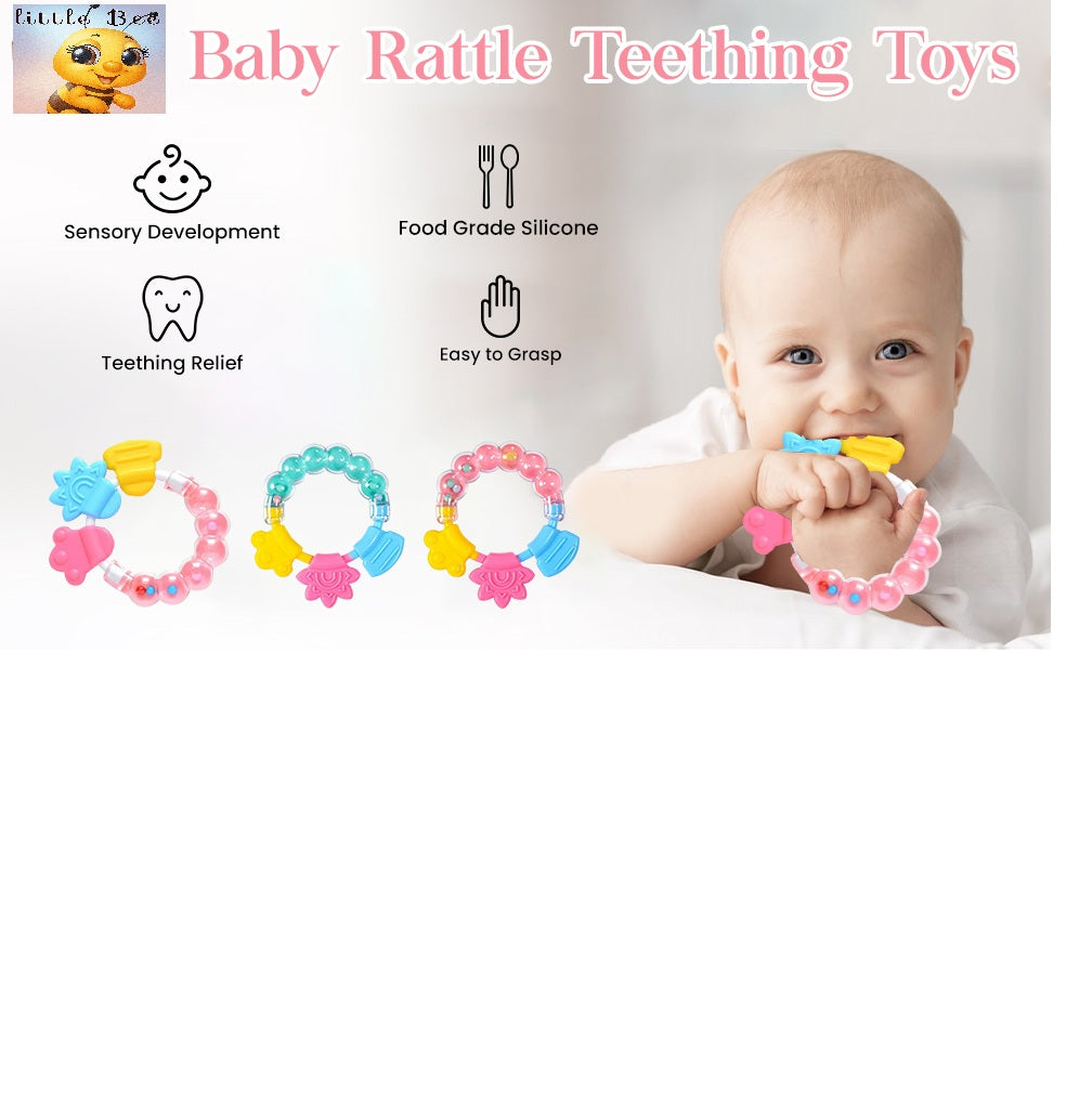Baby Rattle Teething Toy – Soft, Natural & BPA-Free Silicone Teether for Infants