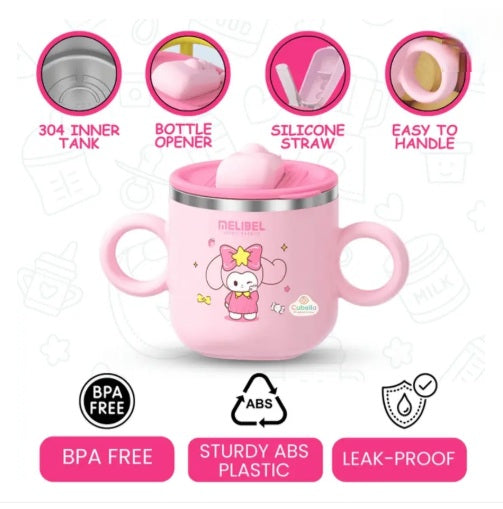 Stainless Steel Insulated Hot & Cold Baby Sipper Bottle with Handle - 280 ml | Anti Spill Milk Feeding Sippy Cup for Toddlers & Kids