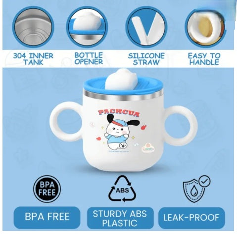 Stainless Steel Insulated Hot & Cold Baby Sipper Bottle with Handle - 280 ml | Anti Spill Milk Feeding Sippy Cup for Toddlers & Kids