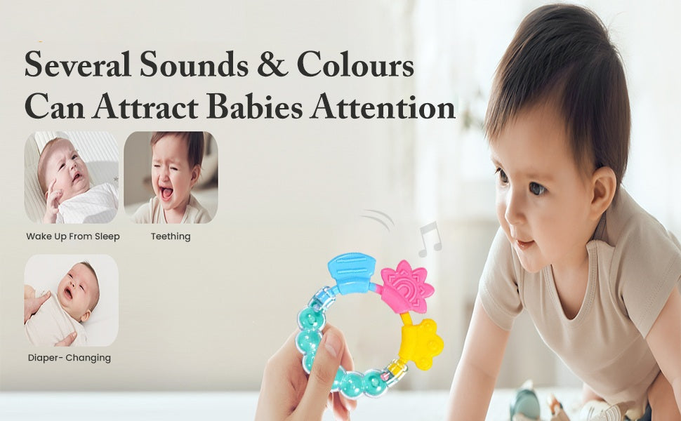 Baby Rattle Teething Toy – Soft, Natural & BPA-Free Silicone Teether for Infants