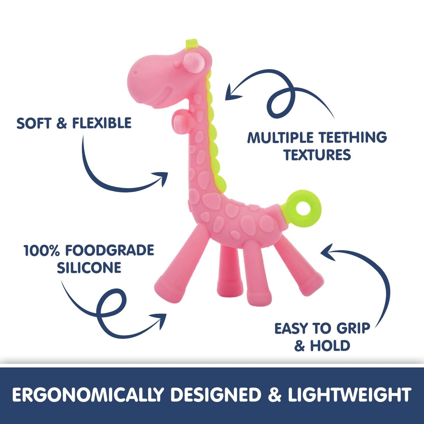Little Bee Soft Silicone Giraffe Teether | BPA-Free Baby Teether | Safe Teething Toy for Infants & Toddlers (4 Months β 3 Years)