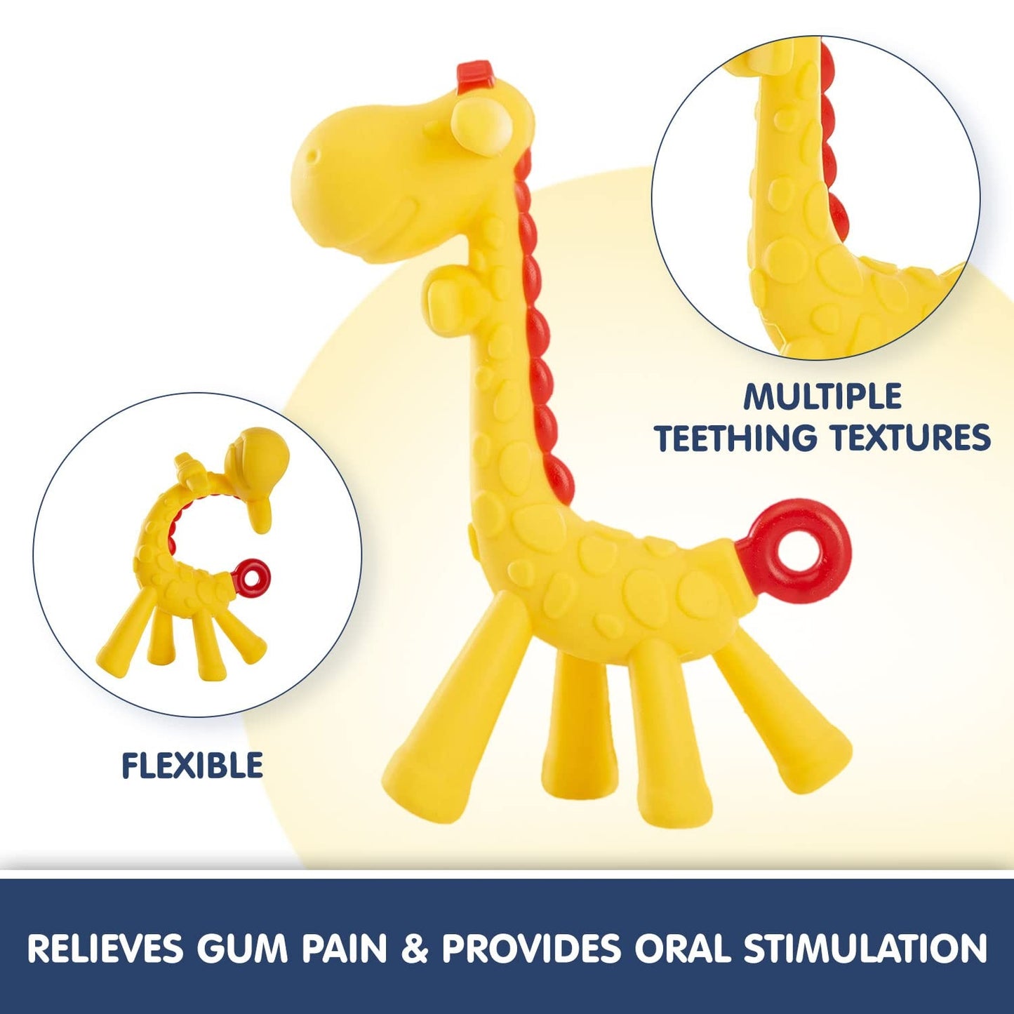 Little Bee Soft Silicone Giraffe Teether | BPA-Free Baby Teether | Safe Teething Toy for Infants & Toddlers (4 Months β 3 Years)