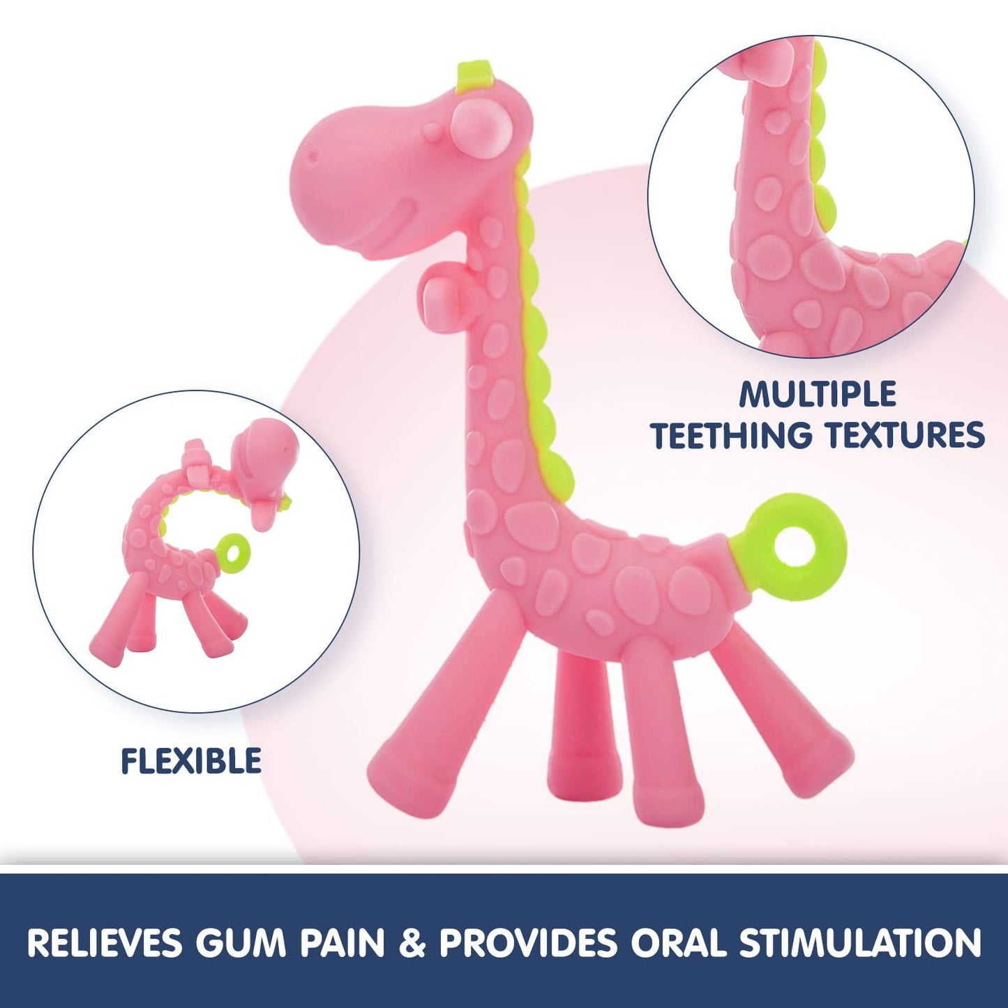 Little Bee Soft Silicone Giraffe Teether | BPA-Free Baby Teether | Safe Teething Toy for Infants & Toddlers (4 Months β 3 Years)