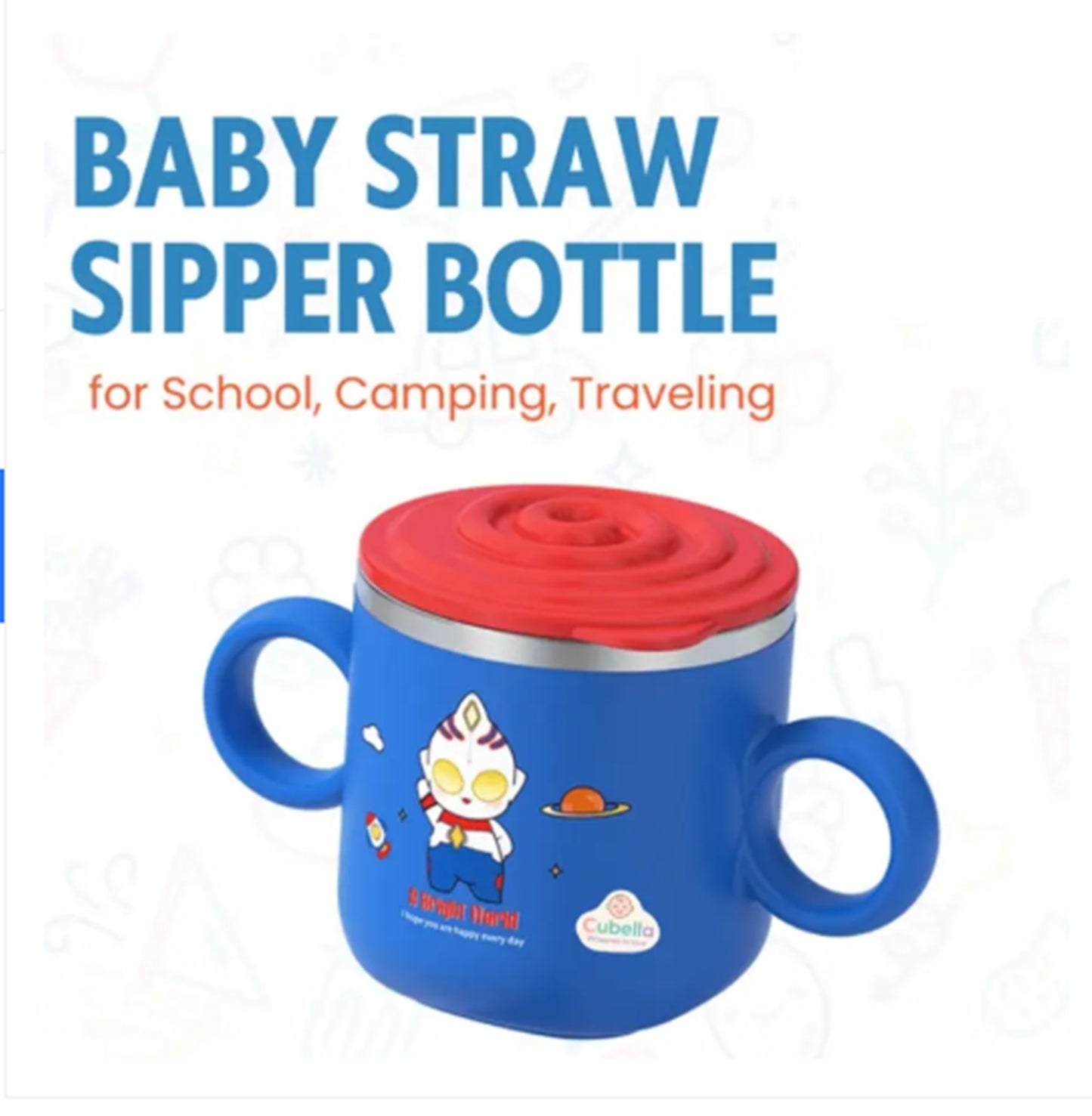 Stainless Steel Insulated Hot & Cold Baby Sipper Bottle with Handle - 280 ml | Anti Spill Milk Feeding Sippy Cup for Toddlers & Kids