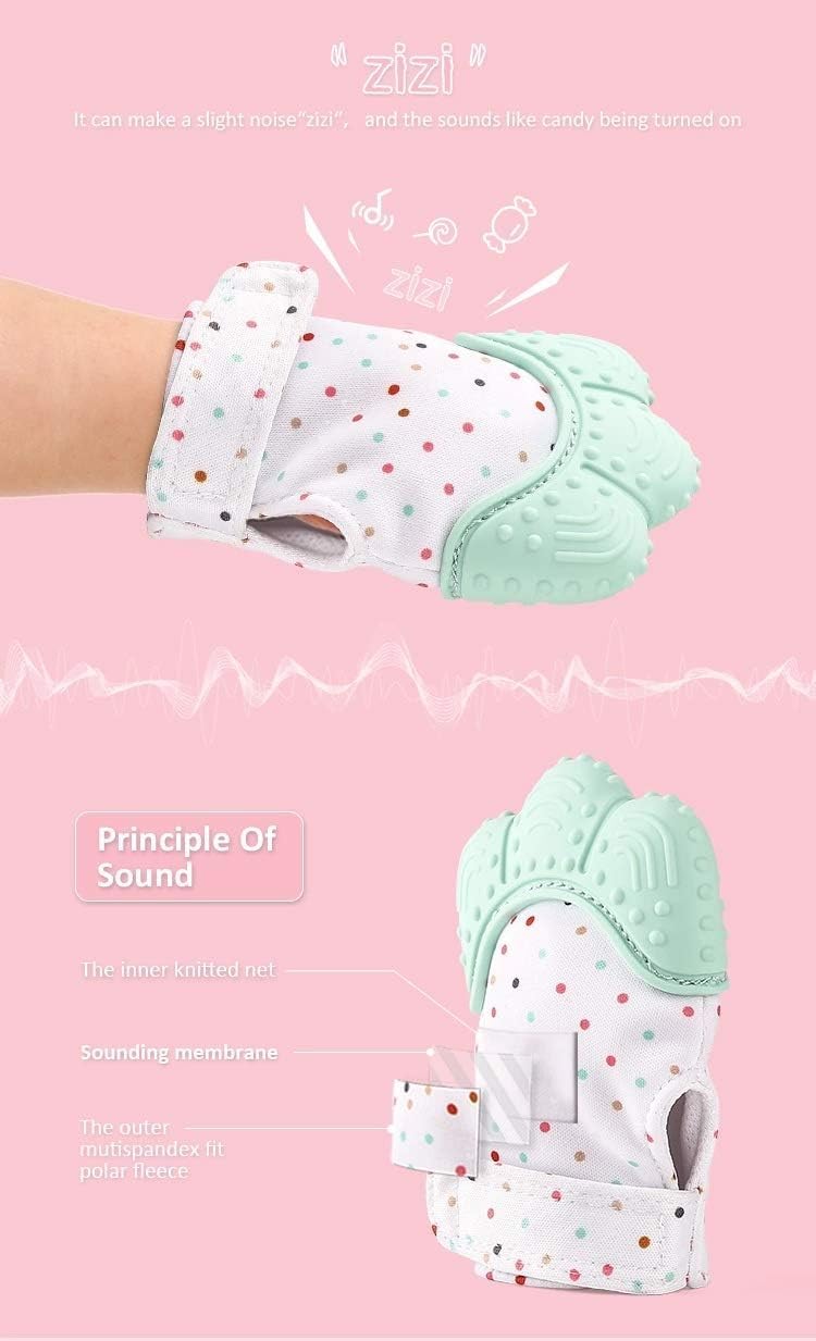 Little Bee Luxury Baby Teether Mittens β Silicone Teething Gloves for 3β36 Months | Adjustable, Washable, Chewable Mittens for Babies