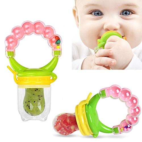 Little Bee® Organic Baby BPA-Free Silicone Nipple Food Nibbler with Rattle Handle – Safe Fruit Feeder for Infants