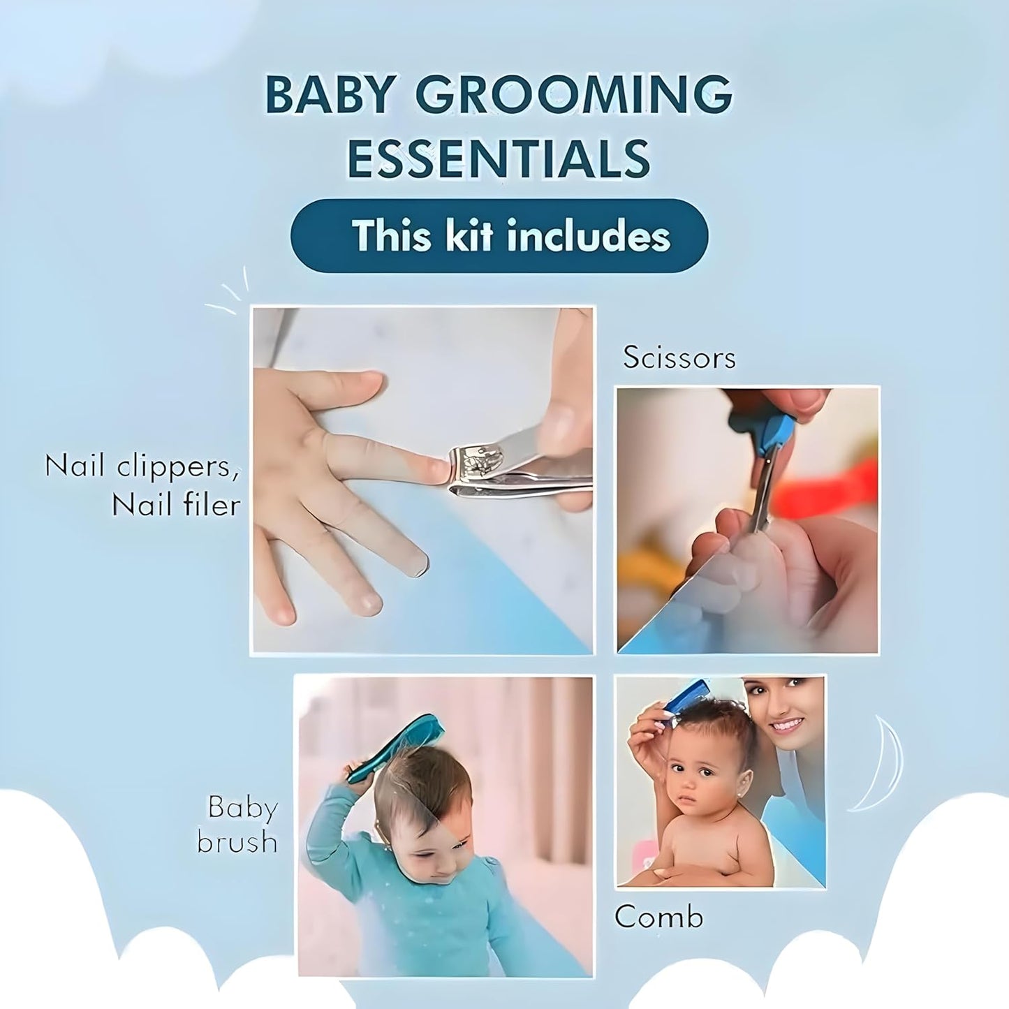 Little Bee 6-in-1 Baby Manicure & Grooming Kit – Nail and Hair Care Set for Newborns, Perfect Nursery Gift