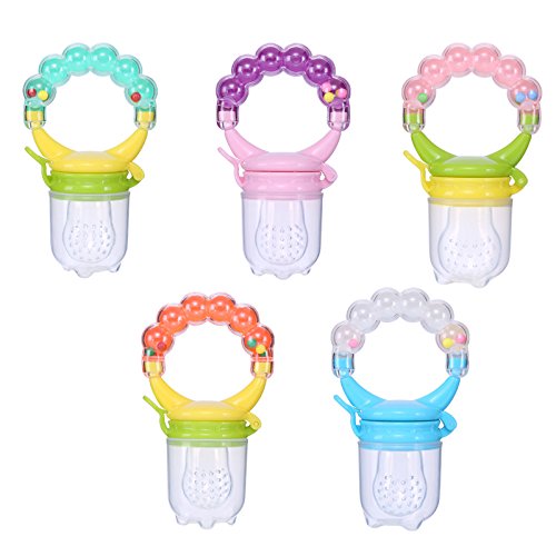 Little Bee® Organic Baby BPA-Free Silicone Nipple Food Nibbler with Rattle Handle – Safe Fruit Feeder for Infants