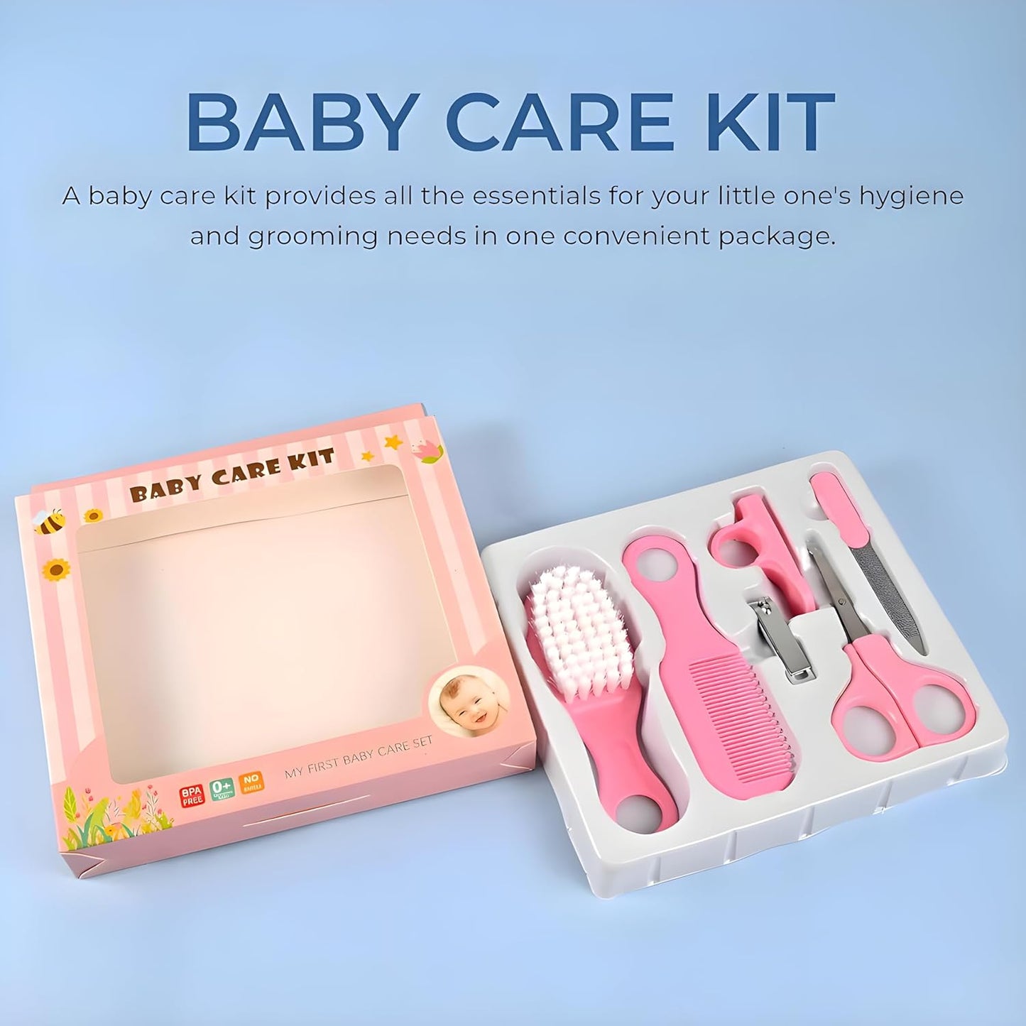 Little Bee 6-in-1 Baby Manicure & Grooming Kit – Nail and Hair Care Set for Newborns, Perfect Nursery Gift