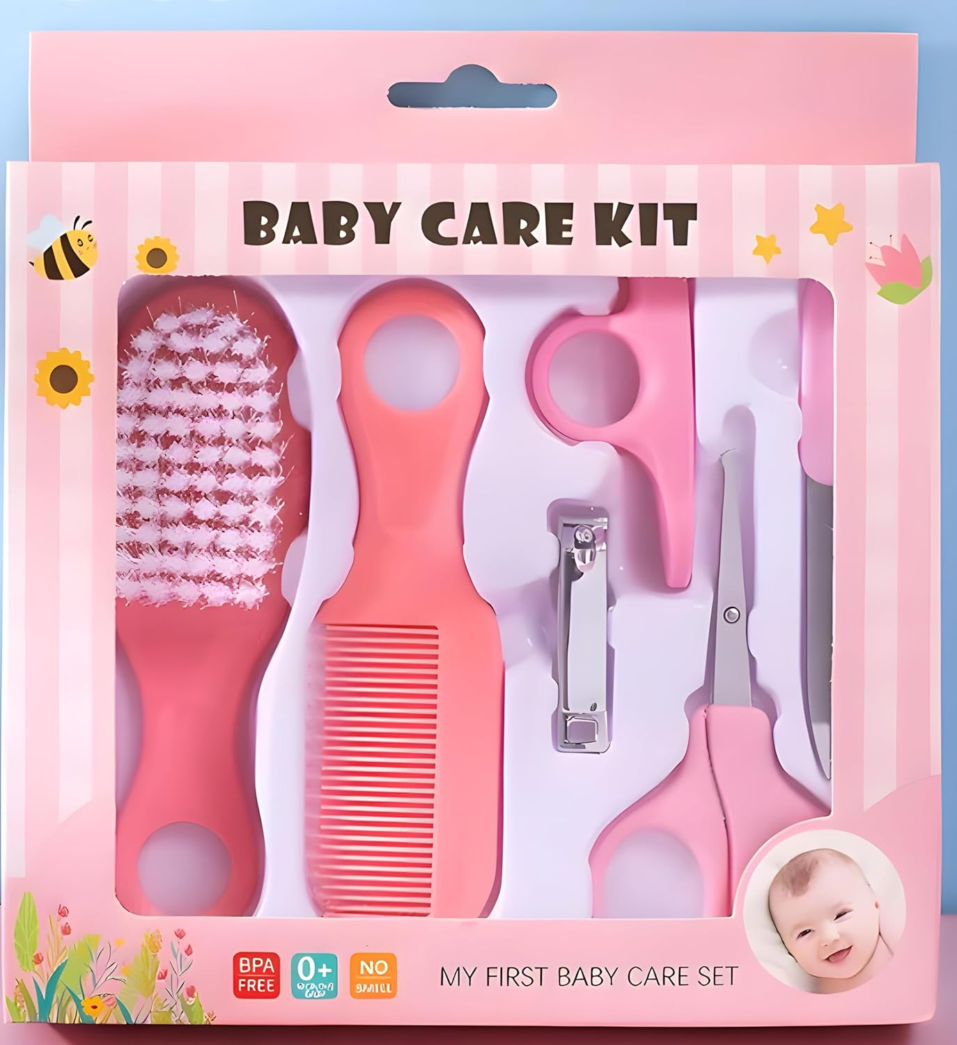 Little Bee 6-in-1 Baby Manicure & Grooming Kit – Nail and Hair Care Set for Newborns, Perfect Nursery Gift