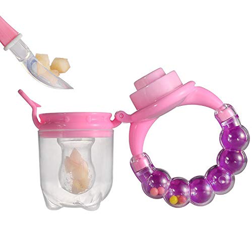 Little Bee® Organic Baby BPA-Free Silicone Nipple Food Nibbler with Rattle Handle – Safe Fruit Feeder for Infants