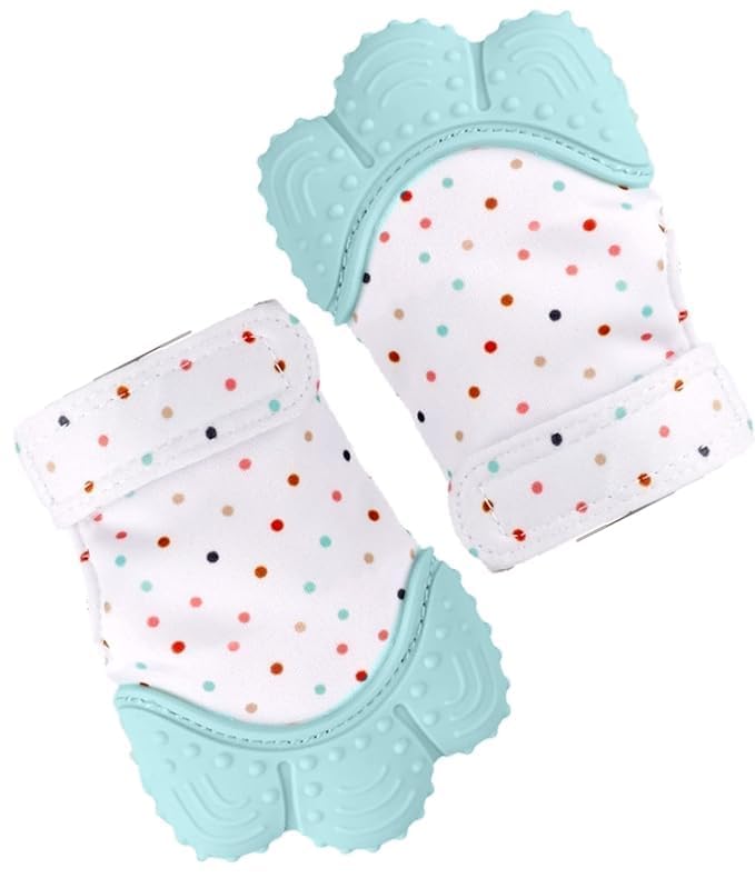 Little Bee Luxury Baby Teether Mittens – Silicone Teething Gloves for 3–36 Months | Adjustable, Washable, Chewable Mittens for Babies